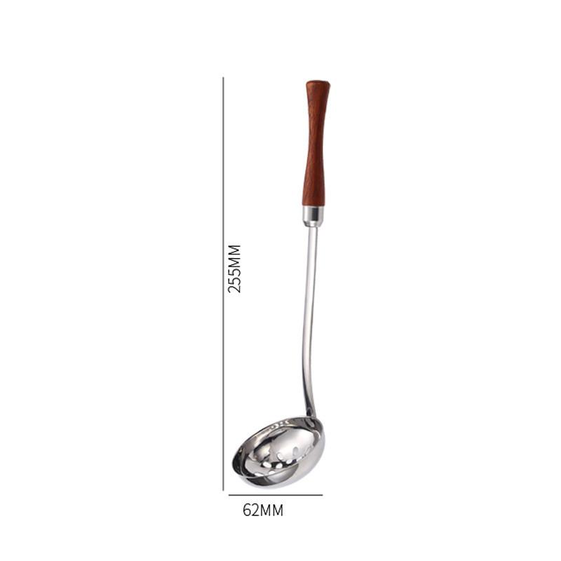Long Wooden Handle Skimmer Soup Spoon Ladle Serving Tablespoons Stainless Steel Tableware Kitchen Items All with Free Shipping
