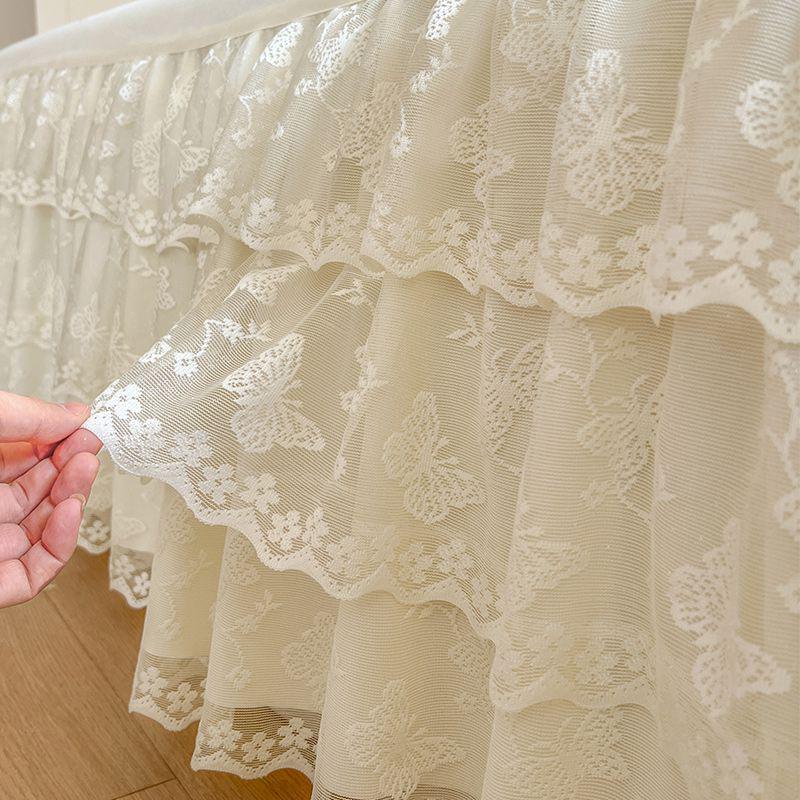European Style Lace Trim Bed Skirt: Anti-slip, Single Piece Cover for 1.5m-2.2m Beds
