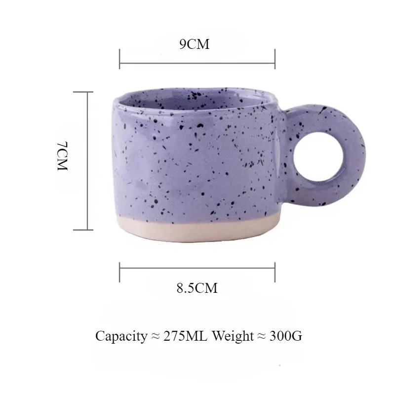 Ceramic Mug Ring Handle Korean Style Irregular Splash Ink Coffee Cups Home Office Handmade Breakfast Milk Tea Cup Drinkware Gift