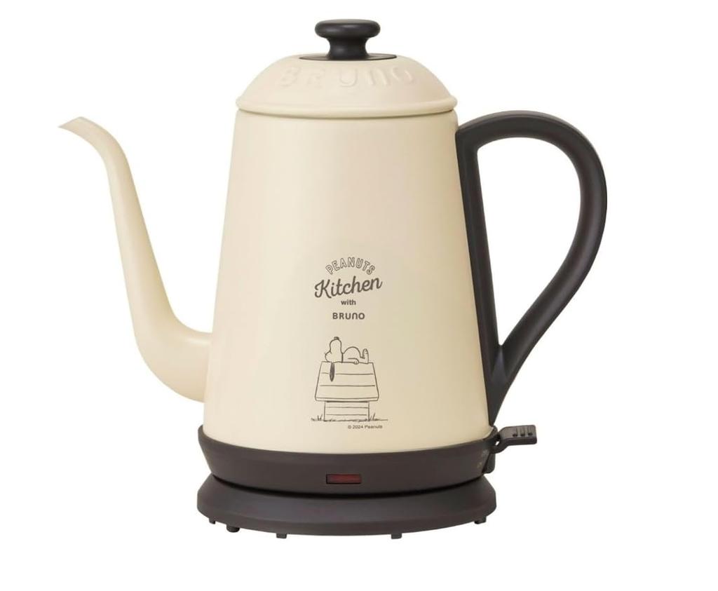 BRUNO PEANUTS Electric Kettle, 1.0L Capacity, Automatic Power-Off, Boil-Dry Prevention, Cute Stainless Steel Daily Kettle, Snoopy Design, BOE072-ECRU