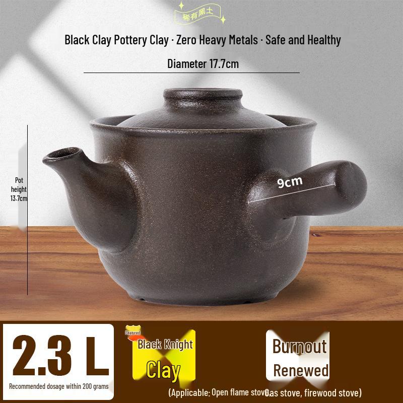 Traditional Black Pottery Herbal Decoction Pot
