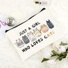 Women Cat Toiletry Bag, Cute Cat Theme Travel Makeup Zipper Pouch, Funny Cat Lover Gift for Daughter Sister Friend