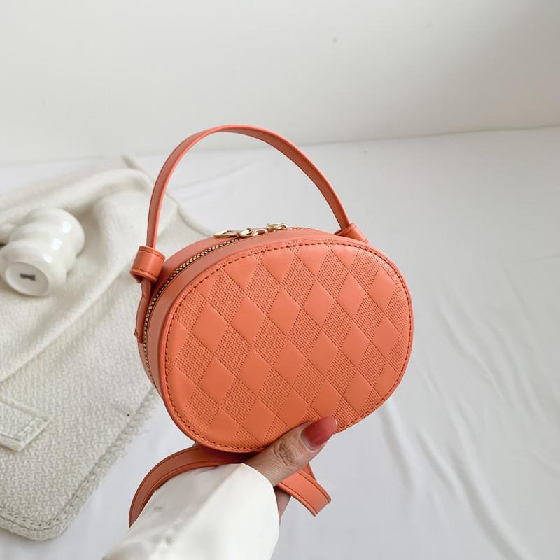 Modische gesteppte PU-Leder runde Umhängetasche für Damen 2023 in mehreren Farben