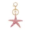 Keychain Pendant Rhinestones Inlaid Starfish Design Key Chain with Lobster Clasp Bag Charm Backpack Accessory