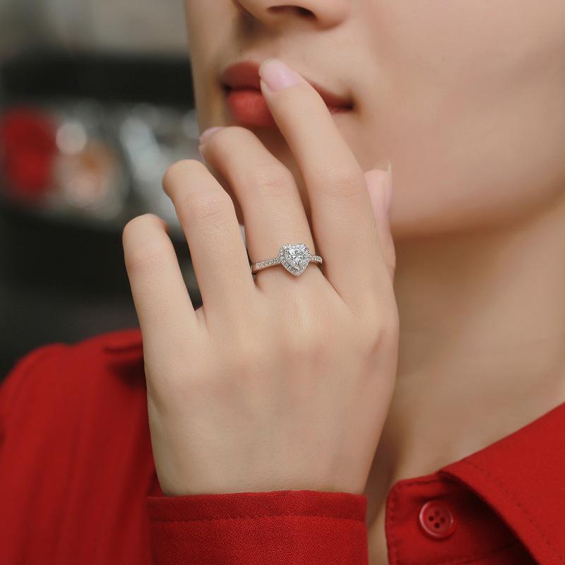 Tancise Classic 925 Sterling Silver  Moissanite Ring Ladies Jewelry Wedding Promise Party Gift