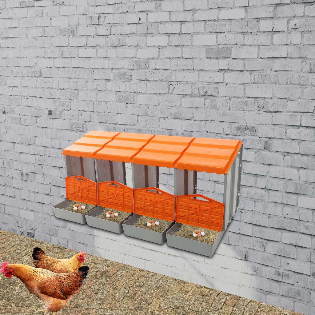 4-Fächer Hühnerlegekasten für die Eierlegung, Geflügel-Nistkasten mit einfacher Eiersammlung, Hühnerstallzubehör aus PP-Material