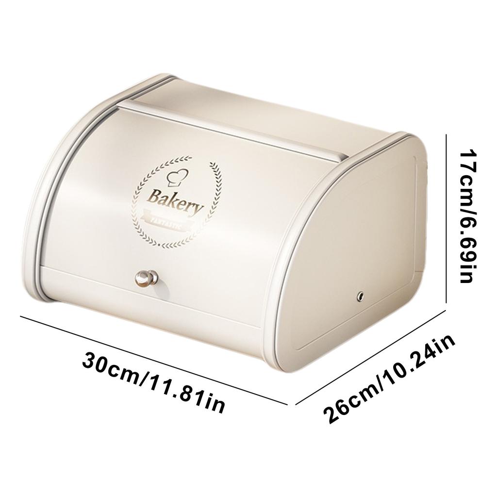 Carbon Steel Roll Top Bread Box for Kitchen Countertop with Roll-up Lid of Bread and Other Freshly Baked Goods Including Cookies