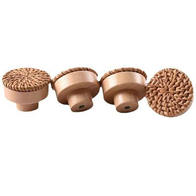 Wicker Rattan & Wood Round Drawer Handle