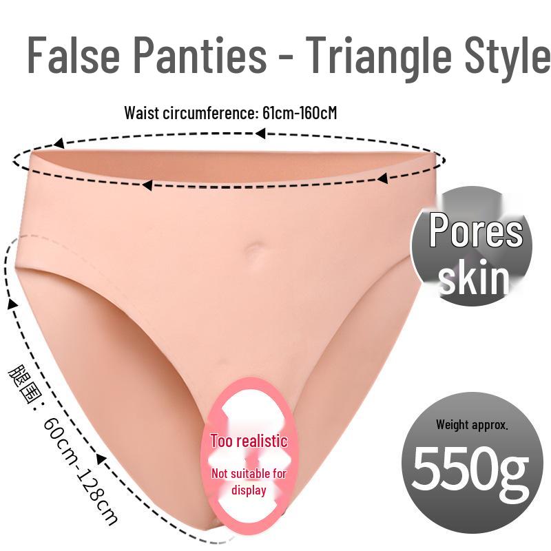 Dlouhé silikonové kalhotky Vagina pro lesby - Měkká nositelná intimní hračka