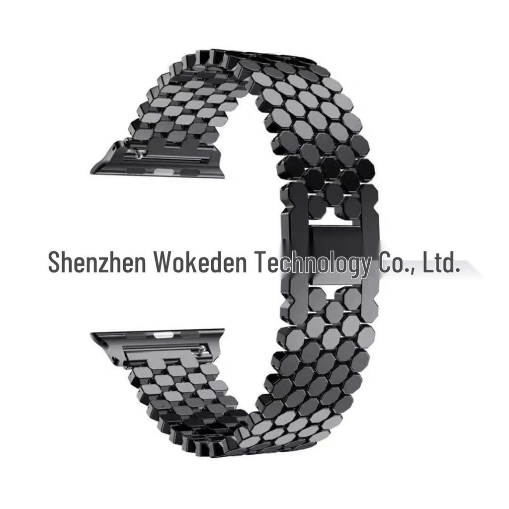 Compatible Fish Scale Metal Strap for Apple Watch: Stainless Steel Honeycomb Band, In Stock.