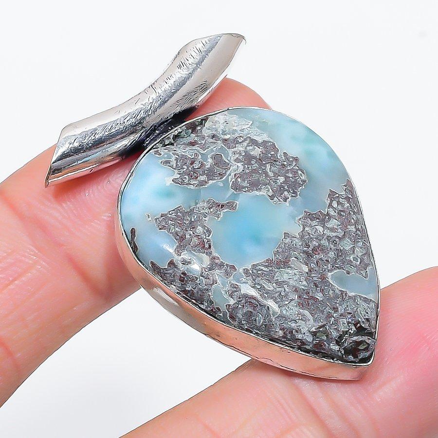 

Larimar Gemstone 925 Sterling Silver Jewelry Pendant 1.65