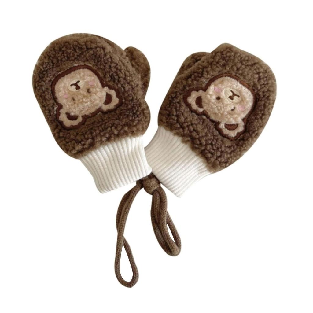 Tidyworm Baby Cute Bear Fingerless Cold Boys and Gloves with Neck Cold Snow Outdoor Ages Mittens, Winter, Design, Gloves, Protection, Girls, Kids'