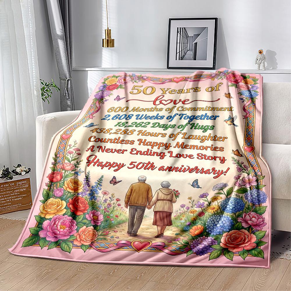 50th Anniversary Celebration Blanket Ultra-Soft Perfect for Sofa Livingroom Bedding All-Season Use Warmthful Decor