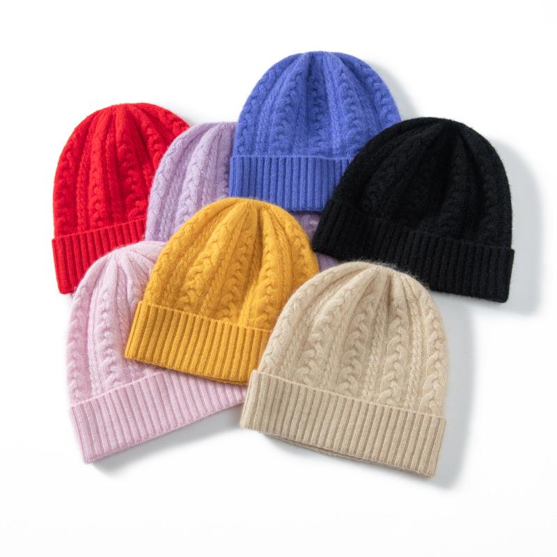 Unisex Kinder Kaschmir Zopfmuster Mütze: Modisches, vielseitiges und einfarbiges Winteraccessoire für Babys.