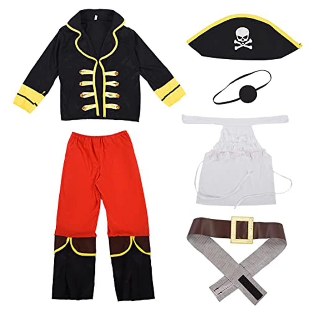 Formemory Pirate Cosplay Costume for Caribbean Pirate Halloween Costume Pirates of the Caribbean Party Halloween Costume Kids, Set, (XL)