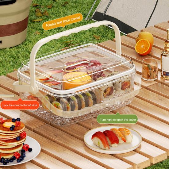 Serving Tray with 5 Dividers Lid Double-Walled Ice Tray Fruits Vegetables Shrimp Cocktails Party Appetizer Platter Snack Server