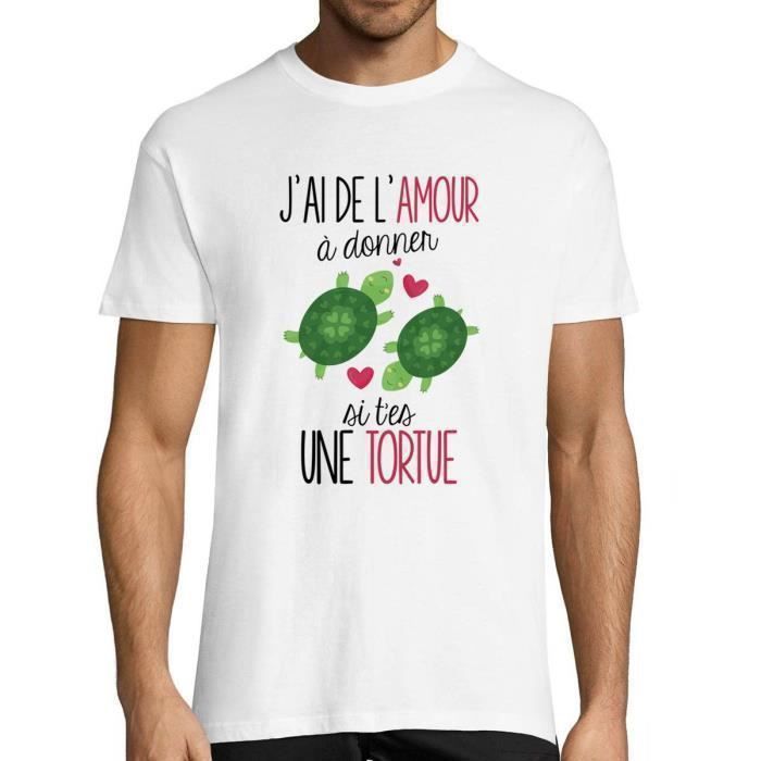 T-shirt Homme - De l'Amour à Donner - Col Rond - Manches Courtes - Blanc