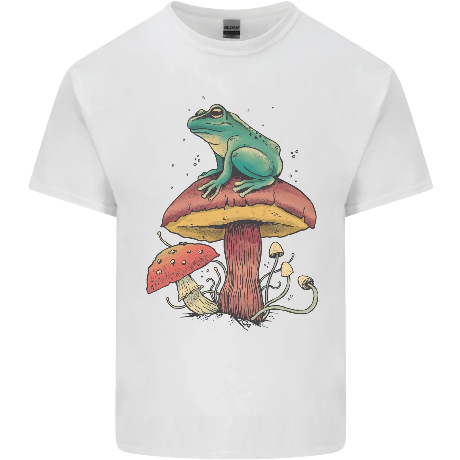

A Frog Sitting on a Mushroom Kids T-Shirt Childrens 4XL