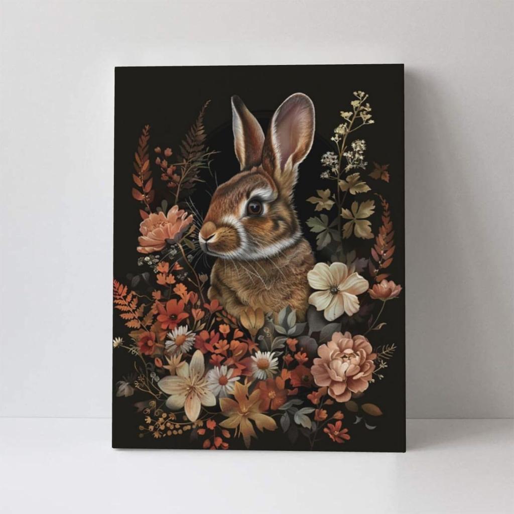 Ewzoet Funny Rabbit Vintage Gothic Bunny With Flowers In Bathtub Bathroom Wall Art Decor Picture Prints Paintings Black And White Farmhouse Animals