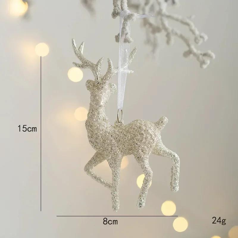 Weihnachtsbaum Hängeanhänger Glitzer Kleiner Weihnachten Hirsch Ornamente Weihnachten Elch Frohe Weihnachten Deko Frohes Neues Jahr 2025 Weißer Hirsch