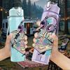 1PC Music Notebook Art Print 750ml Color Plastic Sports Water Bottle Leakproof Flip Straw Lid Suitable for Sports Office Home Use