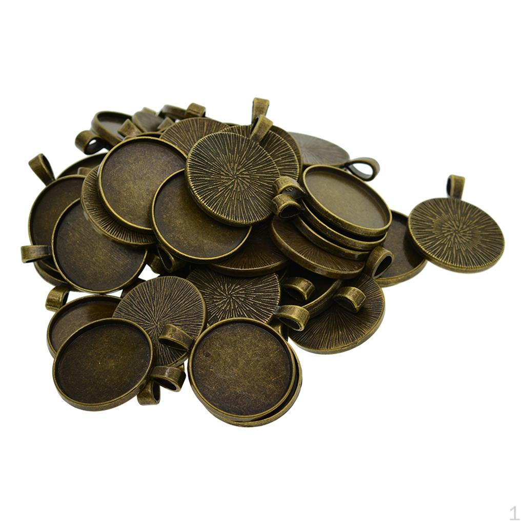 50 1 Inch Round Cabochon Base Trays for DIY Projects