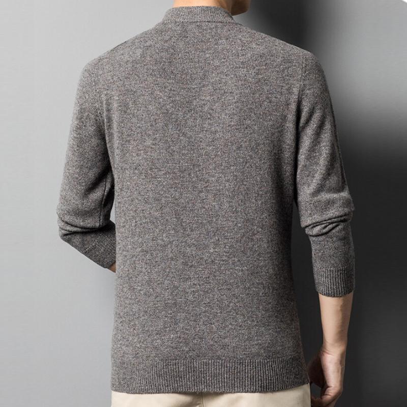 Wollpullover Herren Winter Warmer Herren-Kaschmirpullover Reißverschluss Halber Rollkragen-Strickpullover