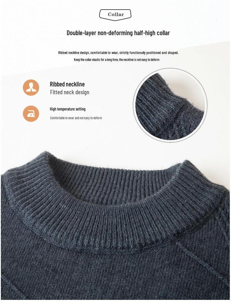Herren Dicker Jacquard-Strickpullover - Herbst/Winter Warme Basisschicht für Väter mittleren Alters