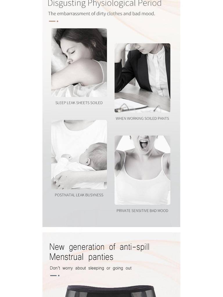 Sexy Leopardendruck Auslaufsichere Menstruationsslips - 4-lagige Saugfähige Damen Periodenunterwäsche