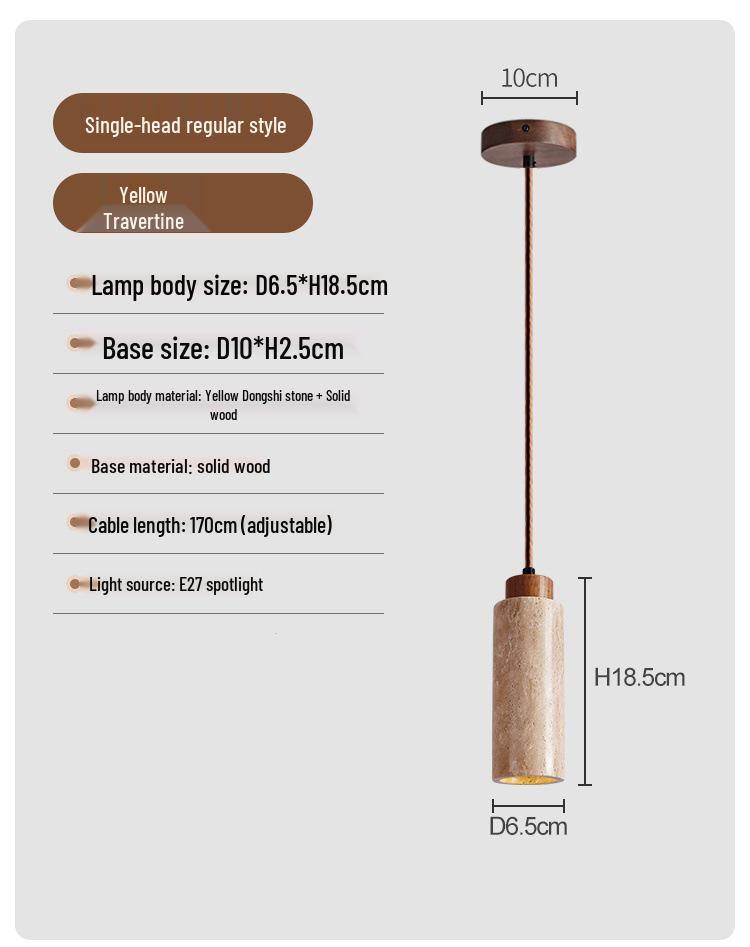 Nordic Wabi-Sabi Yellow Cave Stone Pendant for Restaurant or Bedroom Lighting