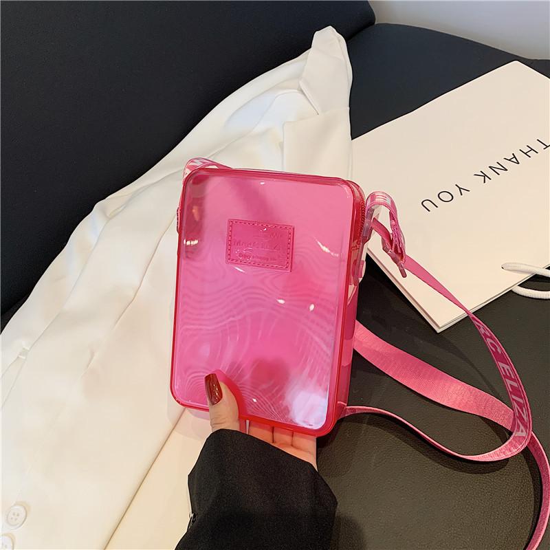 Fashionable PVC Messenger Bag Transparent Shoulder Bag Waterproof Square Bag Handbag Phone Bag Women Lipstick Key Storage Bag