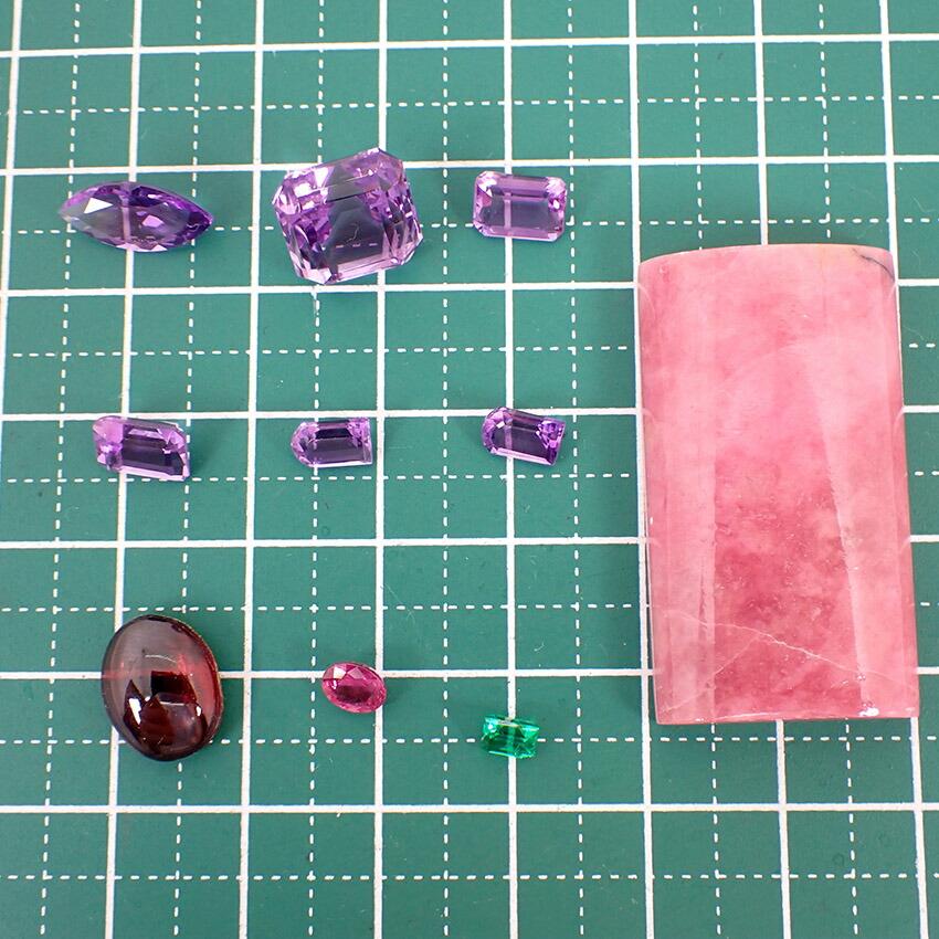[Used] Amethyst, Rhodonite, Garnet, Emerald, Ruby Loose Stones/j26-6
