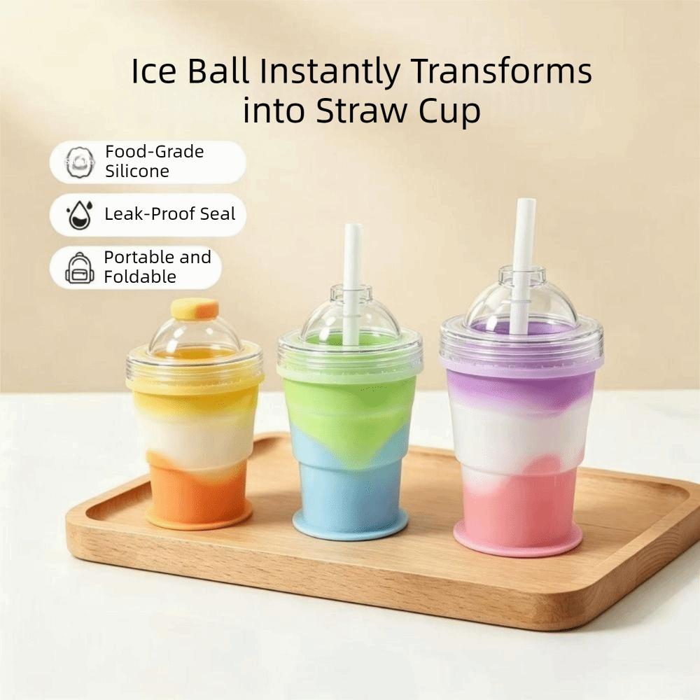 Coppa con Stampo per Ghiaccio 2-in-1 per Alimenti in Silicone Portatile da Viaggio Tazza Pieghevole per Palline di Ghiaccio per Esterni