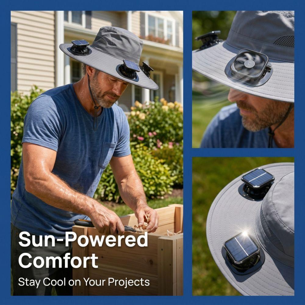 UV Protection Summer Fan Visor Cap Breathable Fishing Bucket Hat Solar Fan Hat Hiking