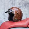 Retro Motorcycle Helmet PU Leather Open 3/4 Chopper Bicycle Helmet CapacetDOT Certification