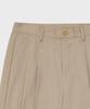 GLW Wide Double-Pleat Cotton Pants Beige