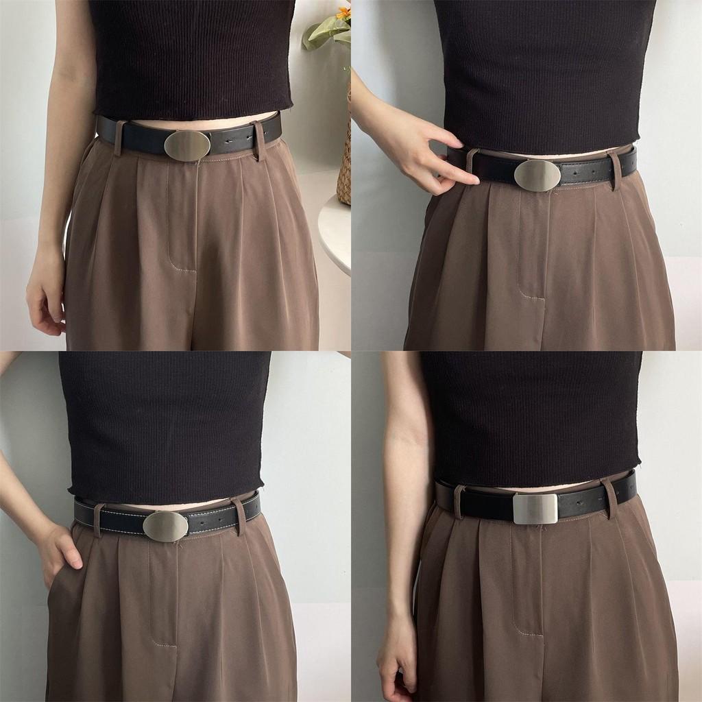 Stylish Smooth Buckle Black Pu Belt For Men And Women With Versatile Design For Casual Wear