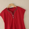 ZANZEA Women Splice V-Neck Loose Casual Short Sleeve Blouse