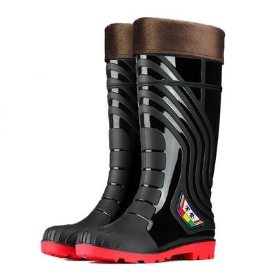 Herausnehmbares Baumwollfutter Rutschfeste Maßgefertigte PVC-Arbeitsregenstiefel Herren Gummistiefel Wasserdicht Fabrik Erwachsene