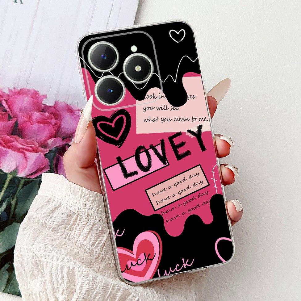 4G Clear For Realme Note 60 Case RMX3933 Luxury Butterfly Love Flowers Cool Lion Painted Phone Case For Realme Note 60X RMX3938