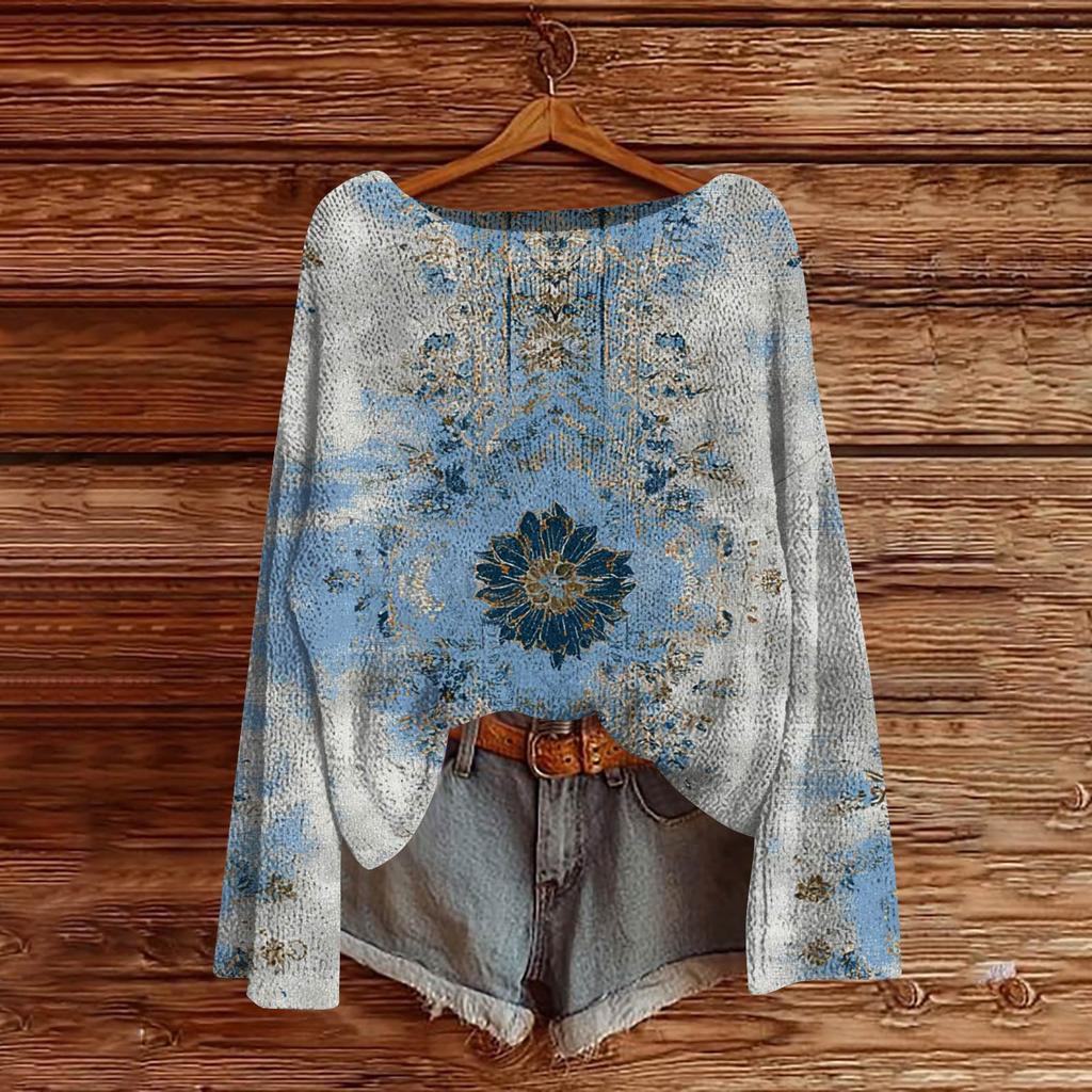 Dame Rund Hals Lett Genser Casual Langermet Strikket Pullover