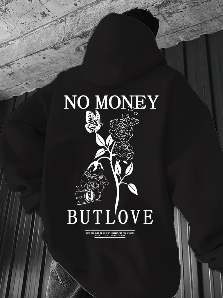 Men's Casual Hoodie, Unique Floral Print - Soft Polyester Fiber, Machine Washable, Loose Fit, Suitable for Spring and Autumn Out