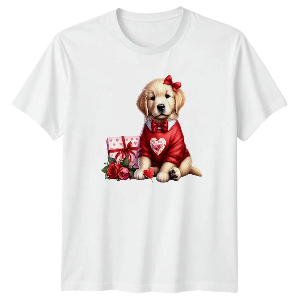 Golden Retriever Puppy Valentines Day Unisexs TShirt Unisexs Tee Graphic Top S