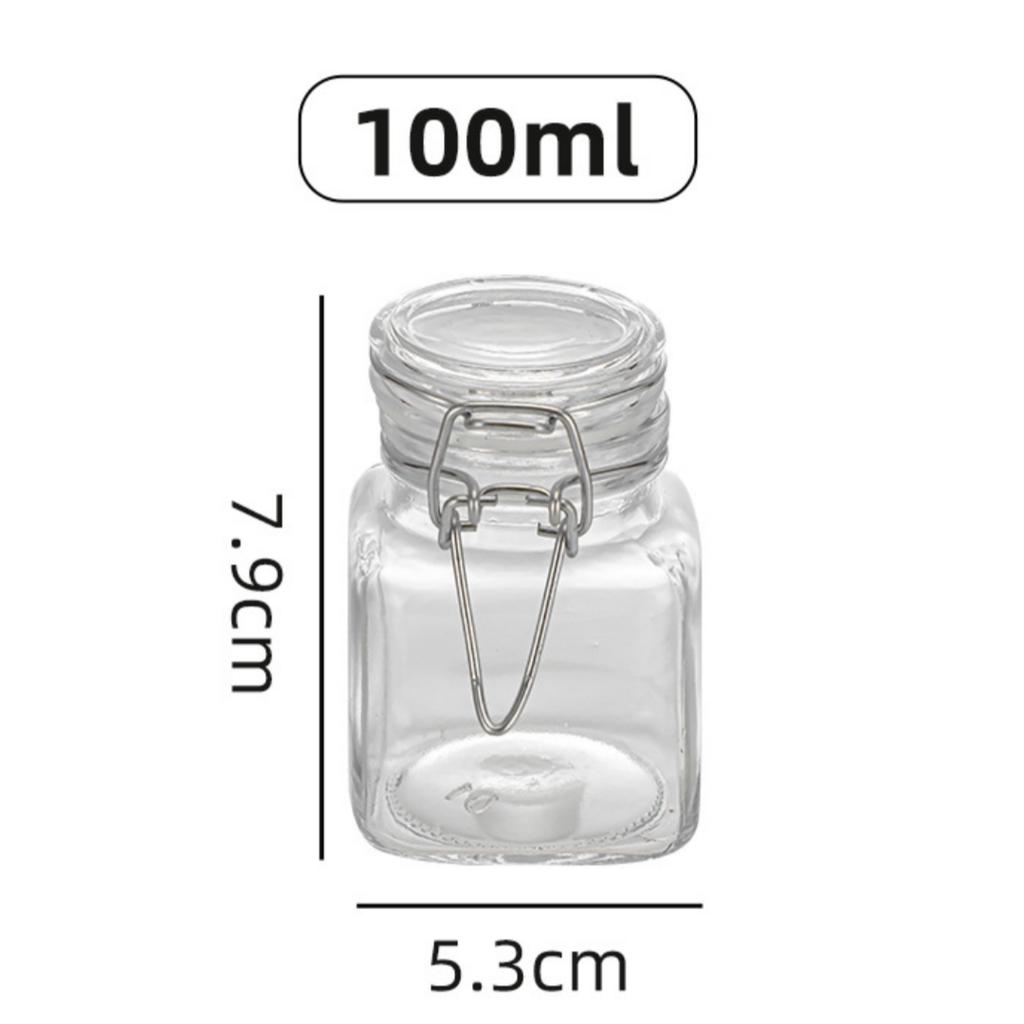 50/100ml Glass Bottle Sealed Storage Jar with Buckle Airtight Locking Lid Big Mouth Kitchen Bottles for Coffee Beans Fruits Nuts