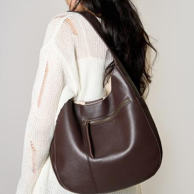 Handtasche mit Kuhfelltextur, großes Fassungsvermögen, schlichte Pendeltasche, Halbmondtasche, Schultertasche für Damen