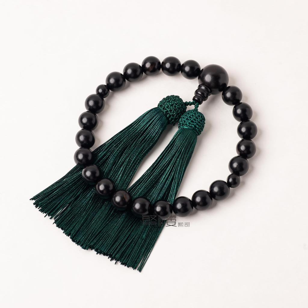 Men's Buddhist Prayer Beads for Funerals, Ebony with a Polished Finish, 25 Beads, with a Prayer Bead Case, Suitable for Funerals, Grave Visits,