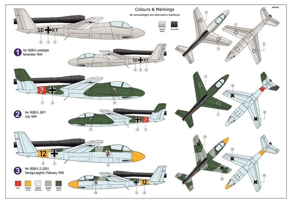AZ Model 1/72 German He 162 B-5 Volksjäger 1946 Plastic Model Kit AZM7855