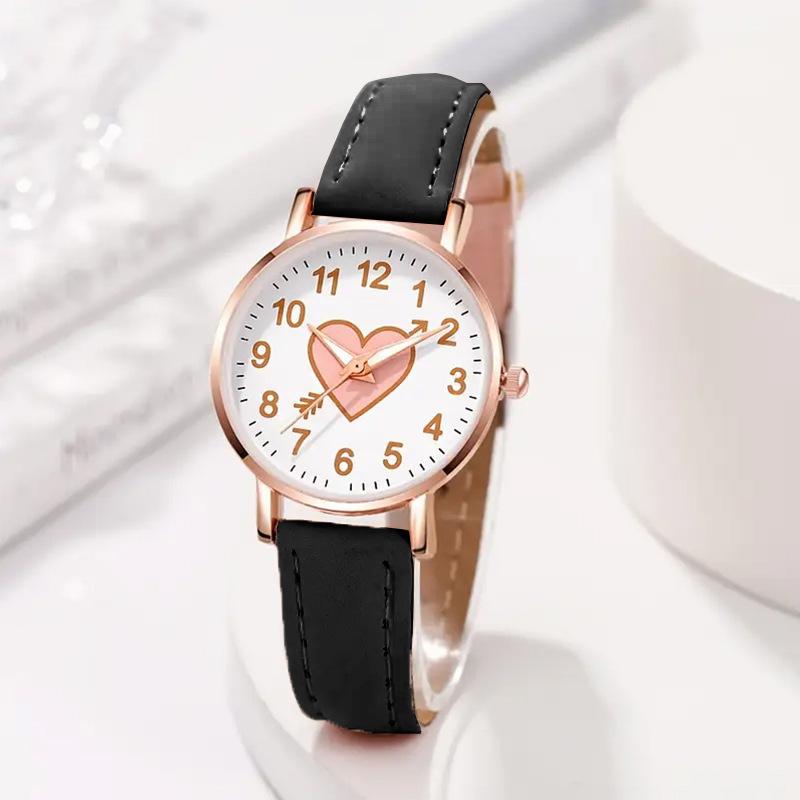 Cute Heart-shaped Dial Female Watch Student Wristwatch Simple Girl Girlfriend Gift