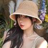 Bucket Hat Women's Summer Hollow Breathable Sunshade Anti-ultraviolet Bucket Hat Outdoor Beach Outing Sun Basin Hat
