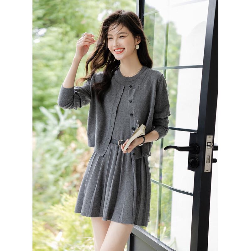 Mocana Women's Fashion Knitted Cardigan & Short Dress Set